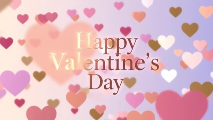 Colorful hearts floating around Happy Valentine's Day text on pastel background