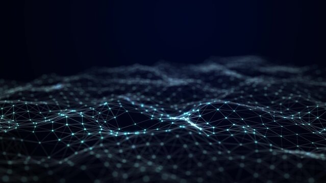 Waves transmit silent codes through a light matrix. Dots pulsate with digital movement. 3D