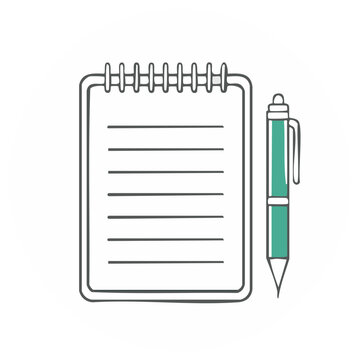 A Notepad with Blank Pages and Green Pen Illustration for Notes and Creative Writing Ideas