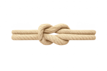 Nautical Rope Knot on transparent background, tying technique sample