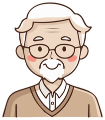 Obraz premium Happy Elderly Man with Glasses and White Beard Smiling