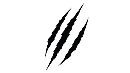 Dramatic claw marks scratching across a white background striking silhouette