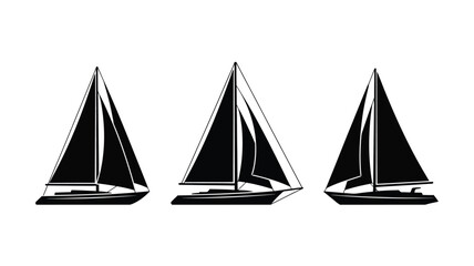 Three majestic sailboats on the water a striking black silhouette