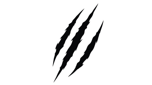 Dramatic claw marks scratching across a white background striking silhouette