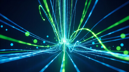 Data Technology Network Abstract Lights Blue Green Stream