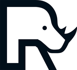  illustration of black rhino head initials © aniroimah