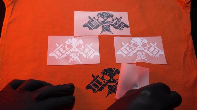 technology of digital printing on textiles directly onto film at home, transferring an image from film to a T-shirt or fabric, vector image of a tattoo logo