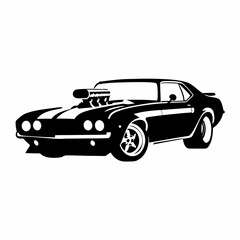 Obraz premium classic muscle car icon silhouette in flat style for vintage and sports car design 