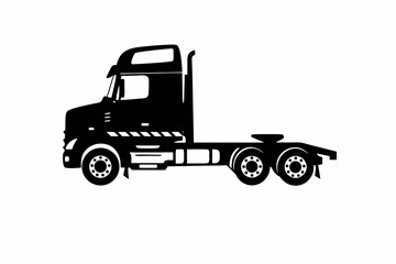 flatbed truck silhouette illustration for transport and logistics design