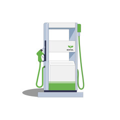 Biofuel petrol refill station. Renewable energy source derived from organic materials. Reducing greenhouse gas emissions. Alternative green diesel. Environmental care, sustainability