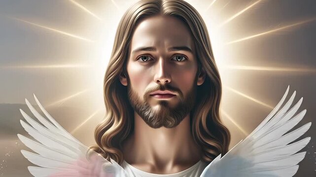 Jesus Christ with a dove, symbolizing the descent of the Holy Spirit, the Baptism of Christ, in a conceptual video. A biblical story.
