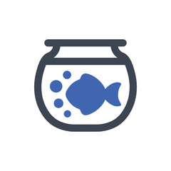 Fish swimming in a fish bowl icon