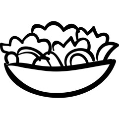 Fototapeta premium Salad Vector Icon in Outline Style. A salad is a healthy organic food consisting of vegetables for the diet or vegetarian