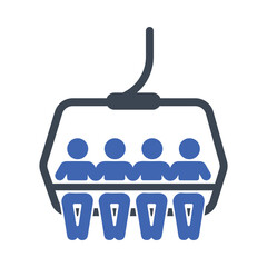 Four skiers riding a chair lift icon
