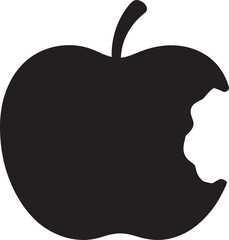 Minimalist black apple silhouette with bite mark