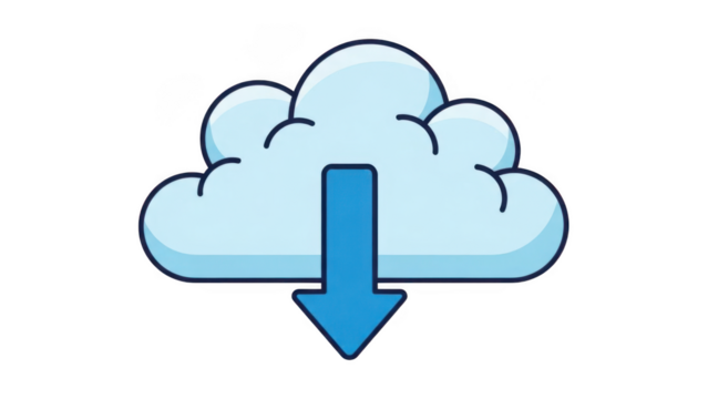 Cloud with download arrow - Powered by Adobe