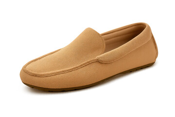 Beige Mens Loafer with a transparent background studio shot styling.