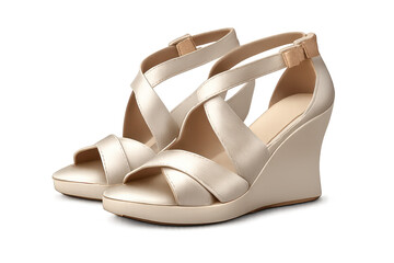 Elegant wedge heels with criss-cross straps, transparent background photo