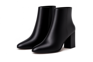 Elegant Black Ankle Boots on a transparent background, Stylish Footwear
