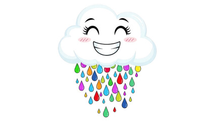 Happy cloud with colorful raindrops