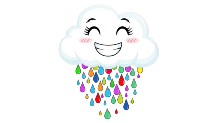 Happy cloud with colorful raindrops