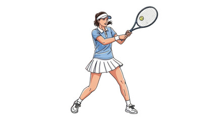 Female tennis player swinging racket