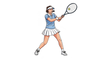Female tennis player swinging racket