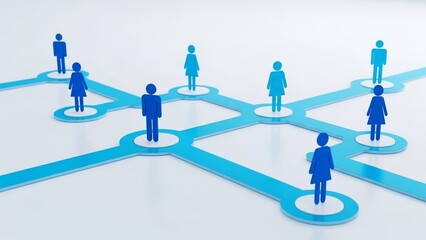 Blue Human Figures Connected by Paths.