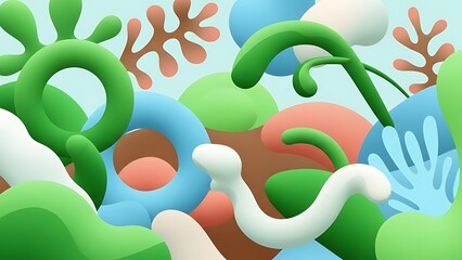 Abstract Colorful Shapes Background Design with Organic Forms and Patterns