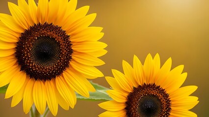 Obraz premium Vibrant yellow sunflowers basking in the warm glow of a golden summer day