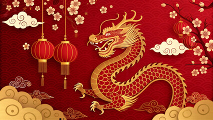 Golden Dragon Circular Ornament (Chinese New Year)