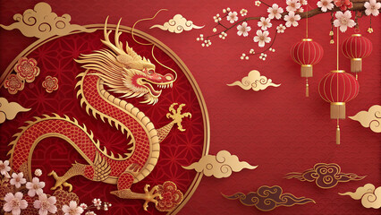 Golden Dragon Circular Ornament (Chinese New Year)