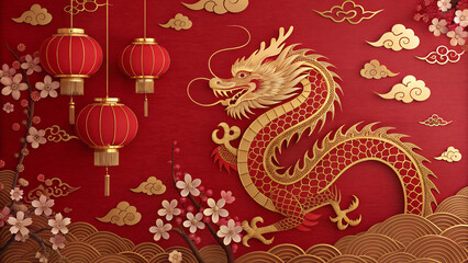 Golden Dragon Circular Ornament (Chinese New Year)