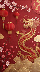Golden Dragon Circular Ornament (Chinese New Year)
