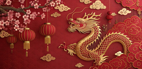 Golden Dragon Circular Ornament (Chinese New Year)