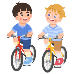 Illustration of Two Boys Riding Bicycles