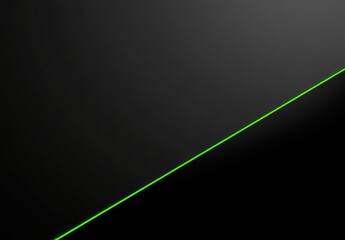 Single sharp diagonal green neon line cutting across dark background, minimalist and futuristic