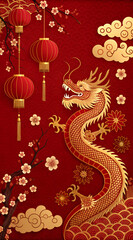 Golden Dragon Circular Ornament (Chinese New Year)