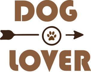 Dog lover typography design with arrow and paw print symbol for pet owners and animal enthusiasts