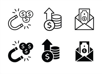 Profit icon set. Money savings and increase symbol. Vector illustration