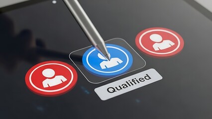 qualification process on a digital device screen with a pen