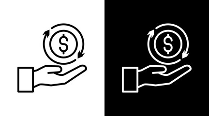 Revenue White Icon Set Vector 