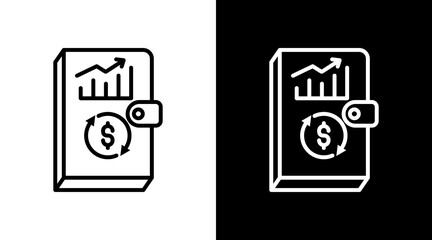 Accounting Book White Icon Set Vector 