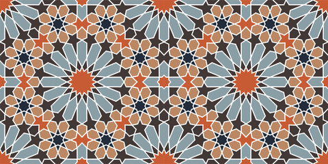 Moroccan Geometric Tile Pattern Seamless Islamic Mosaic Background