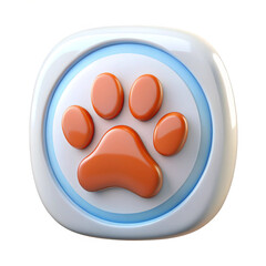 White button with orange paw print