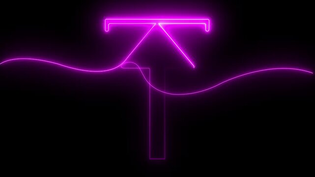 Abstract Glowing neon Upload icon black background minimalist arrow sign icon  . 4k motion video animation.