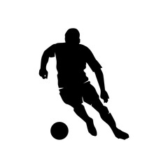 Soccer Player Dribbling Action Silhouette
