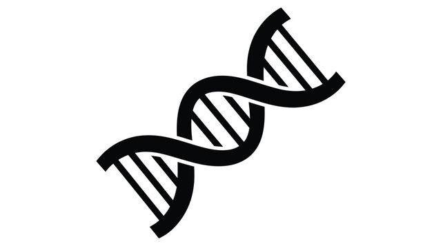 Abstract depiction of a dna double helix structure black and white silhouette