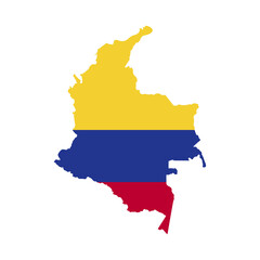 Obraz premium Map of COLOMBIA with Flag on Body Isolated on Transparent Background