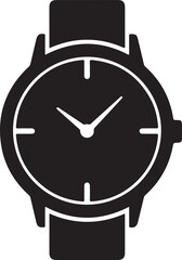 Modern minimalist watch icon design with white hands and numbers